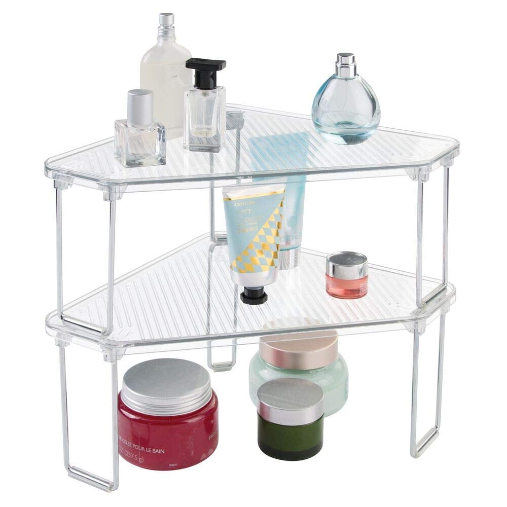 mDesign Corner Stackable Organiser Shelf