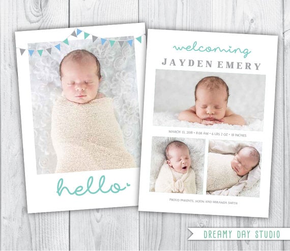 Blue Bunting Card