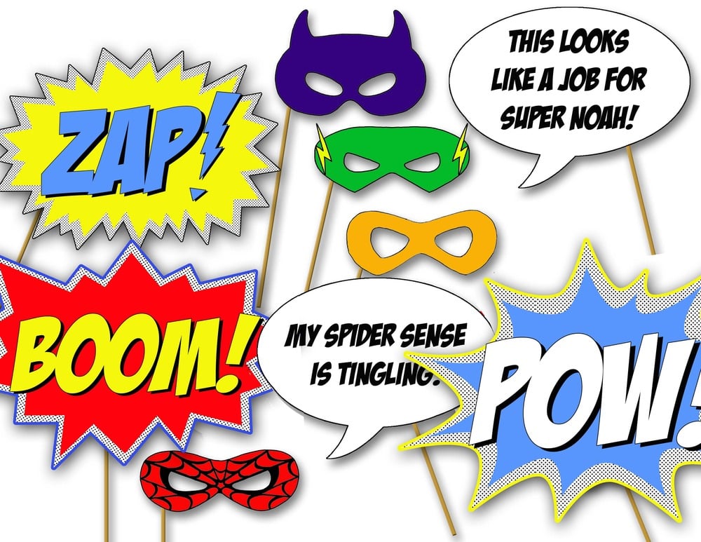 These printable superhero photo-booth props ($12) will bring serious action to the party. All that's missing are a few capes.
