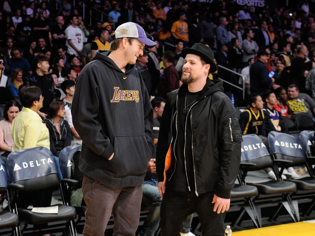 Ashton Kutcher and Joel Madden at Lakers Game March 2016
