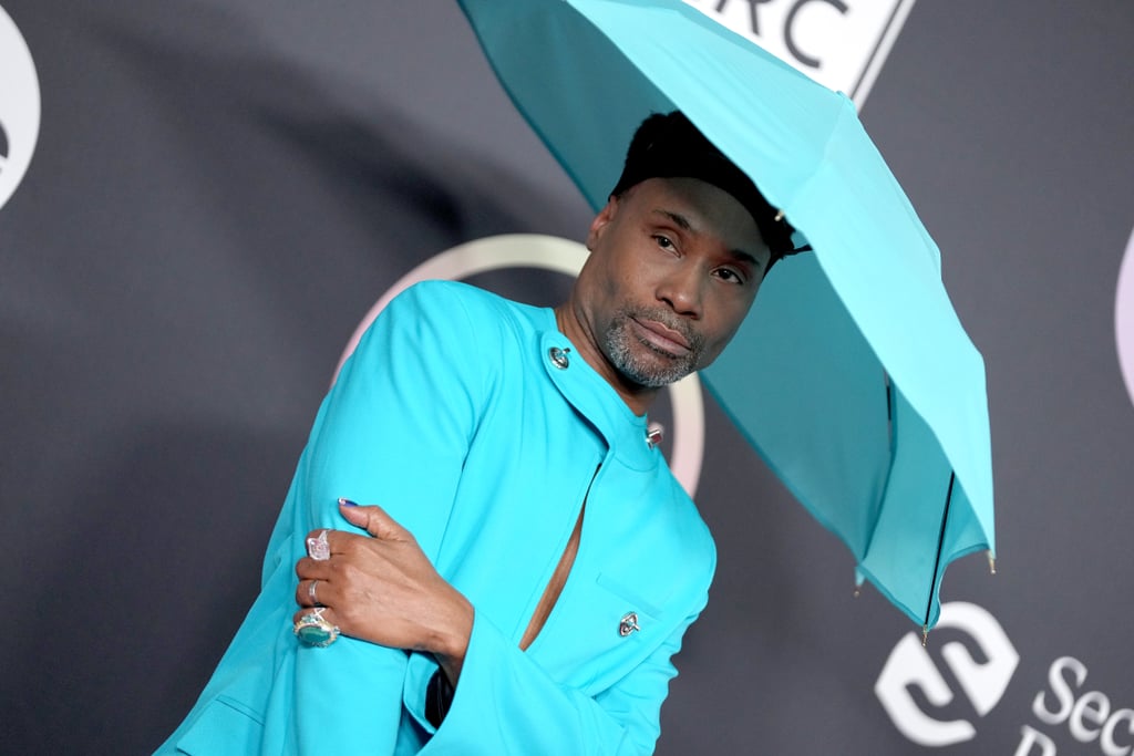 Billy Porter's Blue Suit and Umbrella Hat at the 2021 AMAs