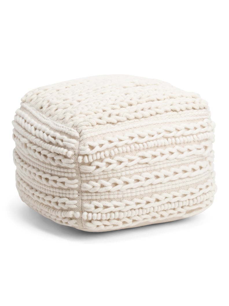 Braided Wool Blend Pouf