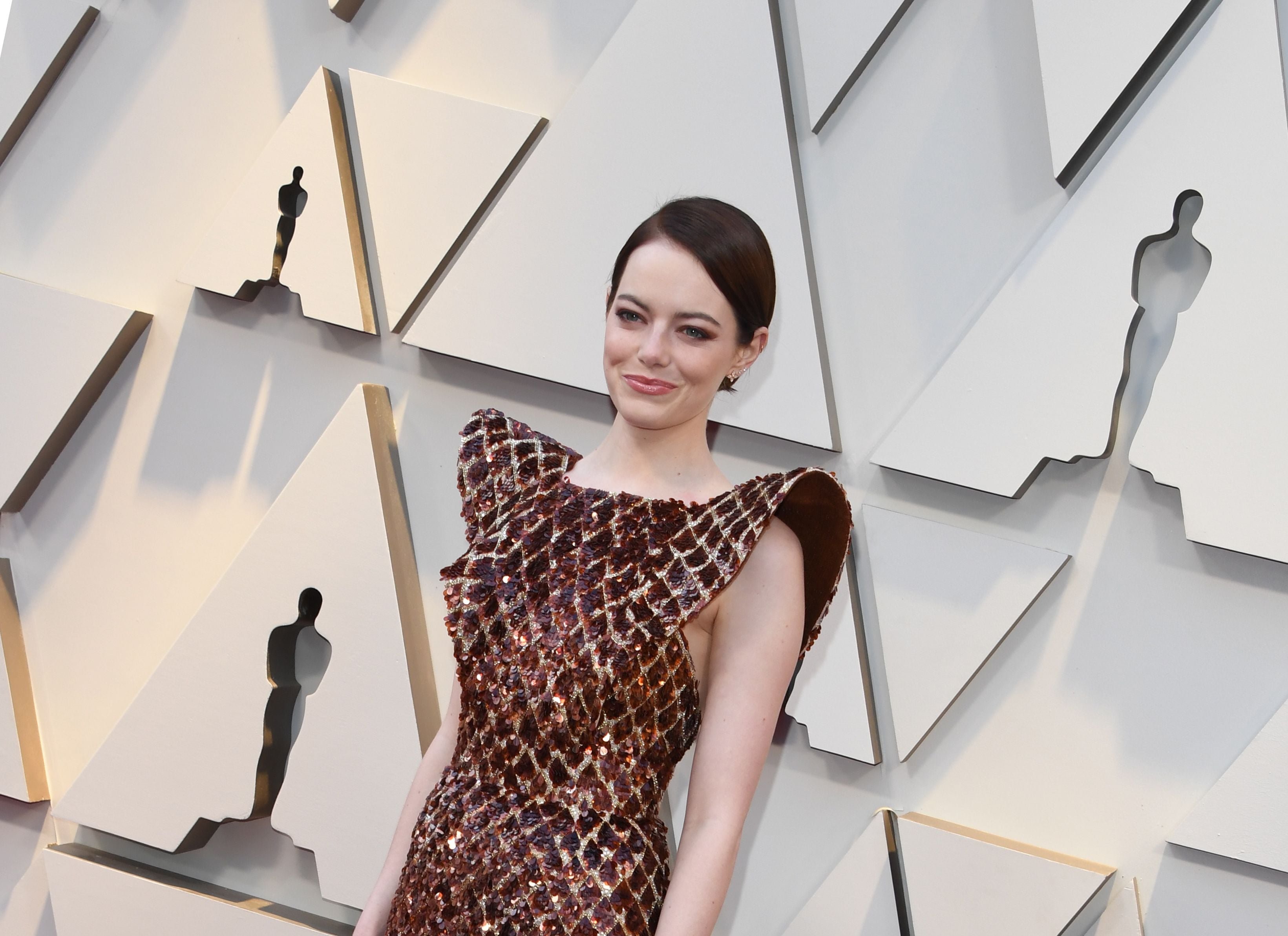 Emma Stone's Magnificently Patterned Louis Vuitton Dress At The 2019 Oscars