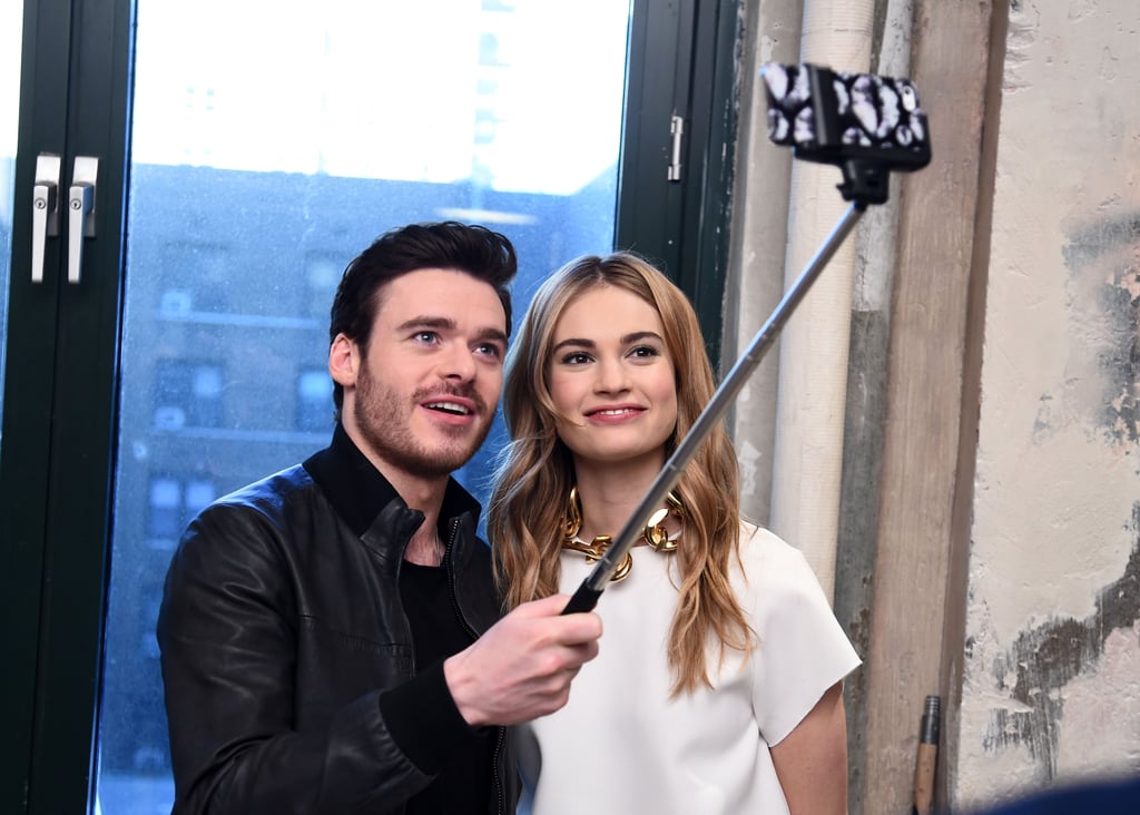 Richard Madden and Lily James got way too cute with a selfie stick in NYC on Monday.