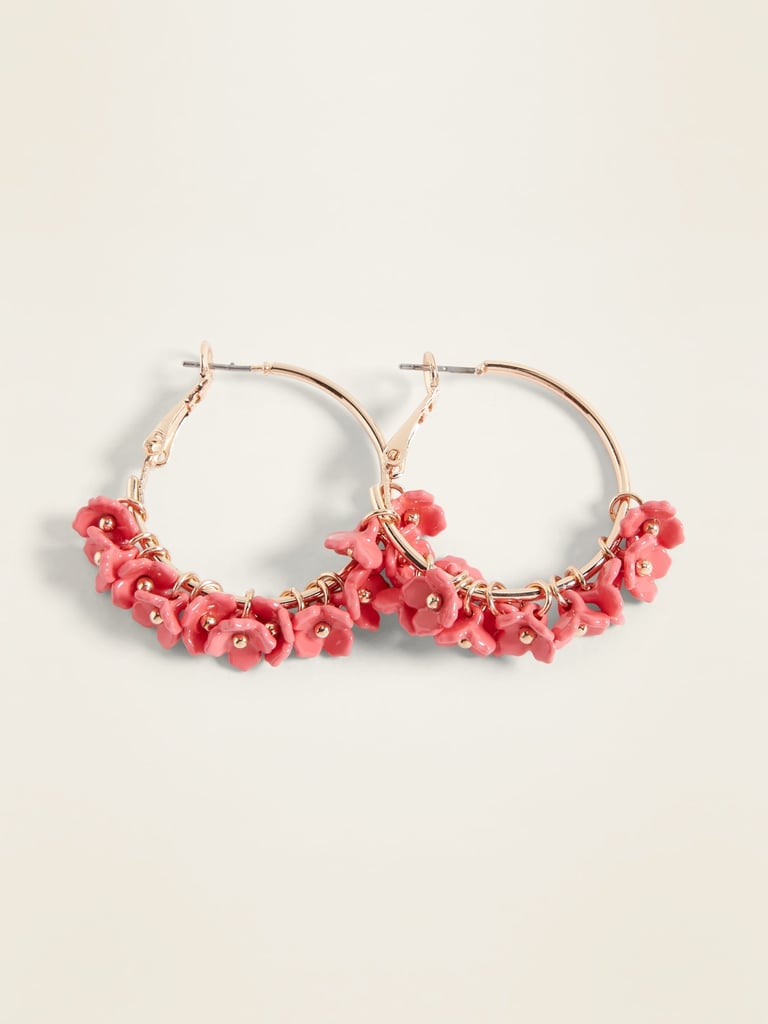 Old Navy Floral-Cluster Hoop Earrings 