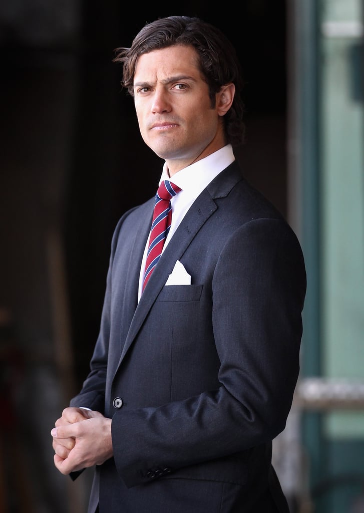 Prince Carl looked handsome while waiting to greet Prince Charles and Camilla, Duchess of Cornwall, in March 2012.