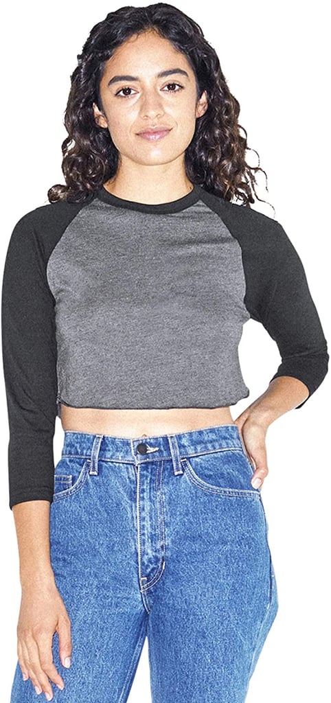 American Apparel Women's 50/50 Cropped 3/4 Sleeve Raglan