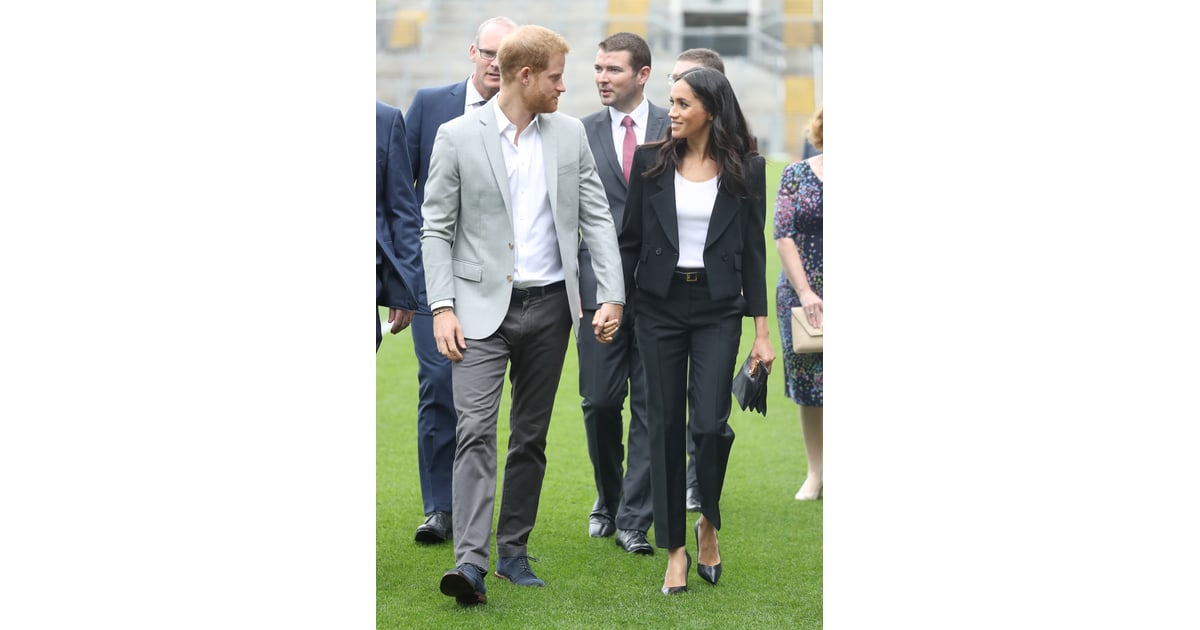 meghan markle black pantsuit