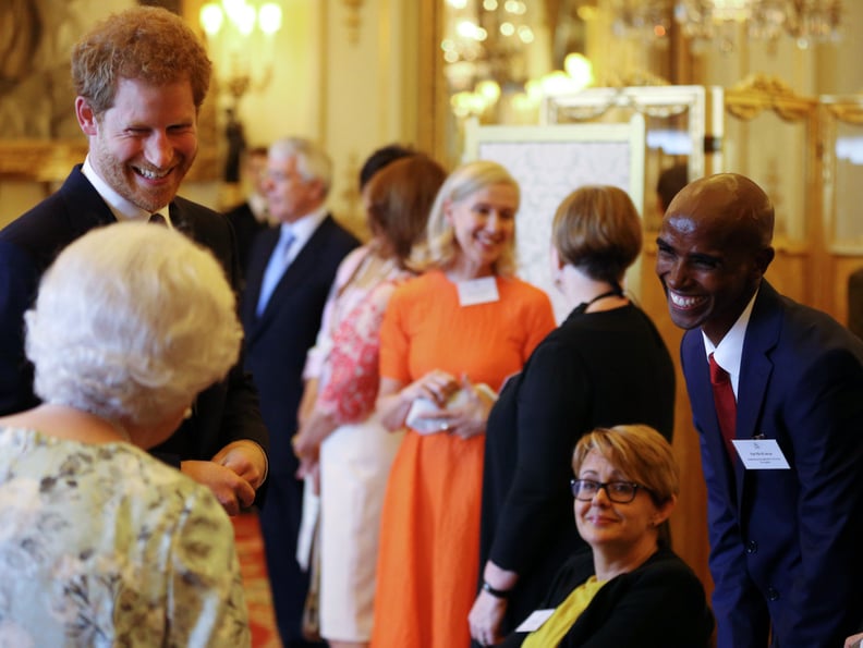 The Queen and Harry With Dame Tanni Grey-Thompson and Sir Mo Farah