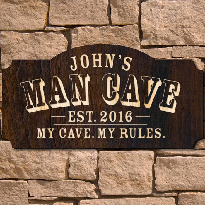 A Customized Wooden Man Cave Sign