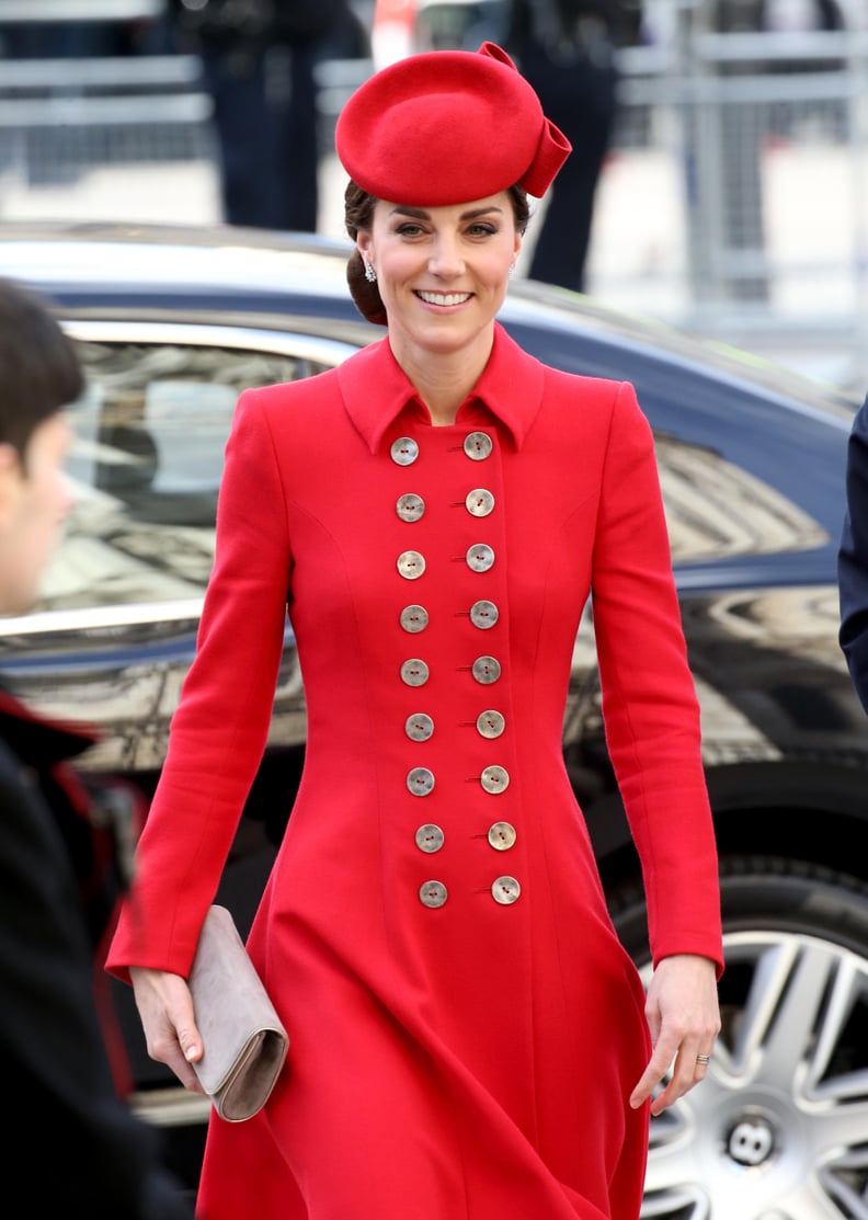 catherine walker red coat dress Kate Middleton Rewears Catherine Walker Coat for Commonwealth Day
