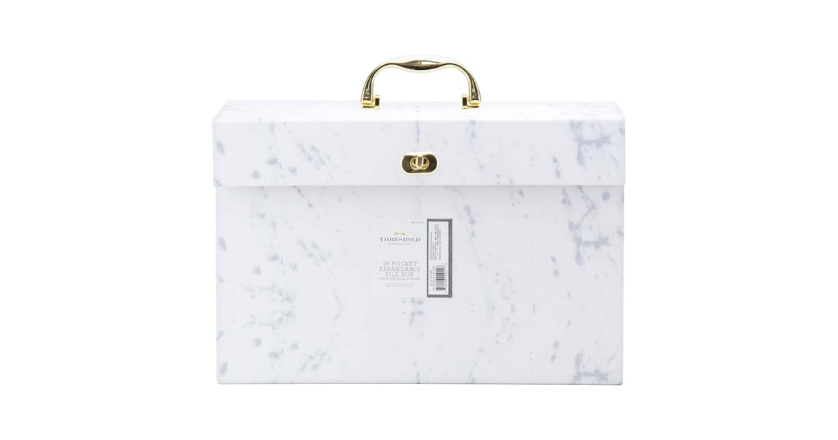 Expandable File Folder Box Marble Desk Accessories POPSUGAR Smart
