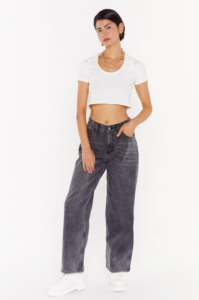 Nasty Gal Dru Wide Leg Jeans How To Wear Baggy Jeans Popsugar
