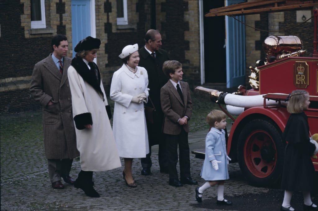 Prince Philip and the queen paid a visit to a museum in Sandringham in 1988 with Prince Charles, Princess Diana, along with their grandchildren Peter Phillips, Prince Harry, and Zara Phillips (now Zara Tindall).