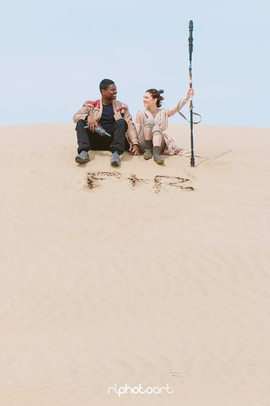 Spelling out their love for each other in the sand.