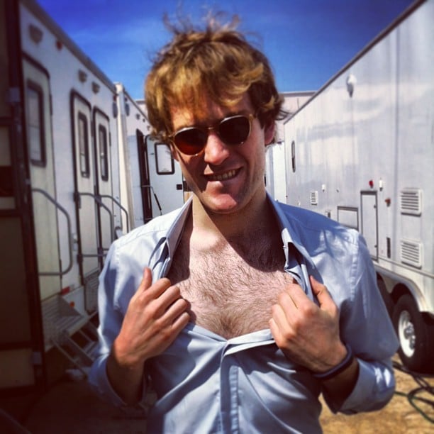 Ben Lamb, who plays Edward in the film, showed some skin between takes.
Source: Instagram user anselelgort