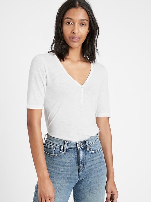 Banana Republic Slub Cotton-Modal Henley T-Shirt
