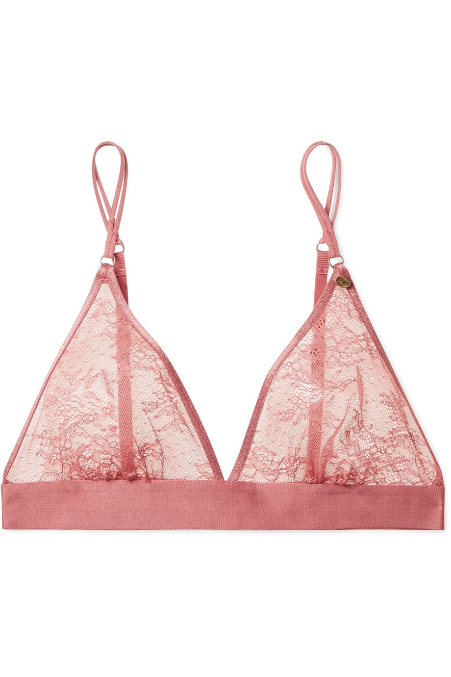 Love Stories Love Lace Leavers Lace-trimmed Satin Traingle Bra in Pink