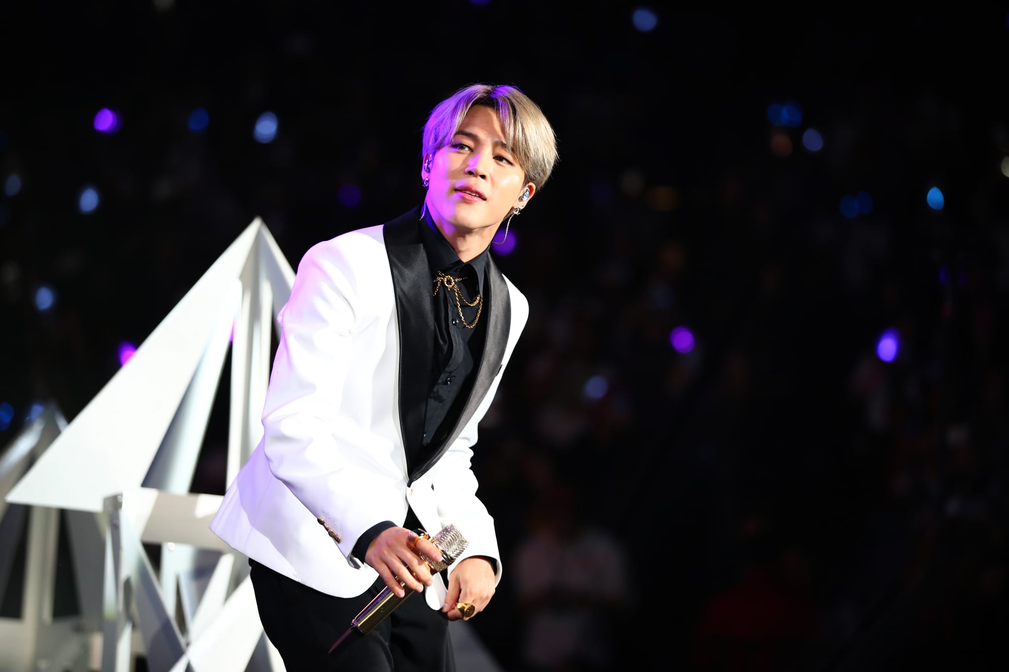 INGLEWOOD, CALIFORNIA - DECEMBER 06: (EDITORIAL USE ONLY. NO COMMERCIAL USE.) Jimin of BTS performs onstage during 102.7 KIIS FM's Jingle Ball 2019 Presented by Capital One at the Forum on December 6, 2019 in Los Angeles, California. (Photo by Rich Fury/Getty Images  for iHeartMedia)