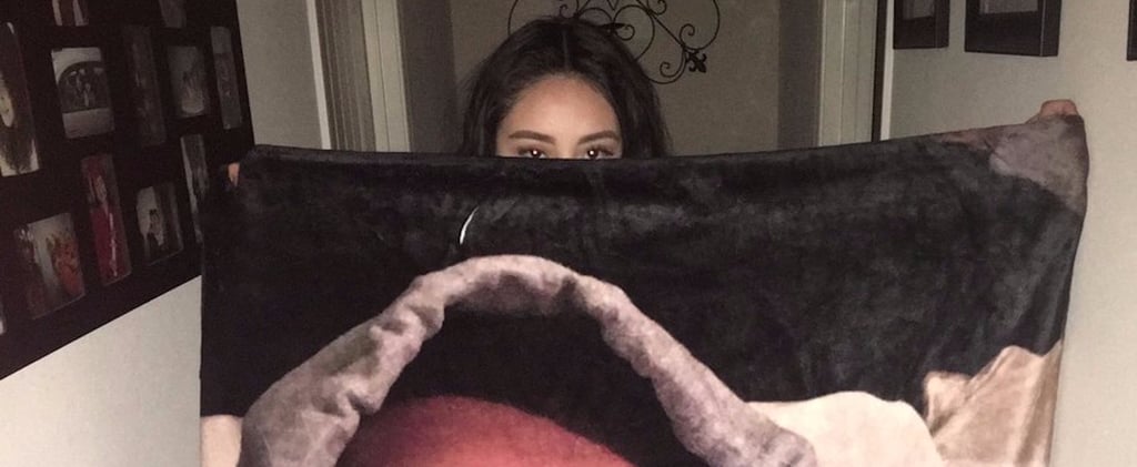 Girl Gets Boyfriend's Face on a Blanket