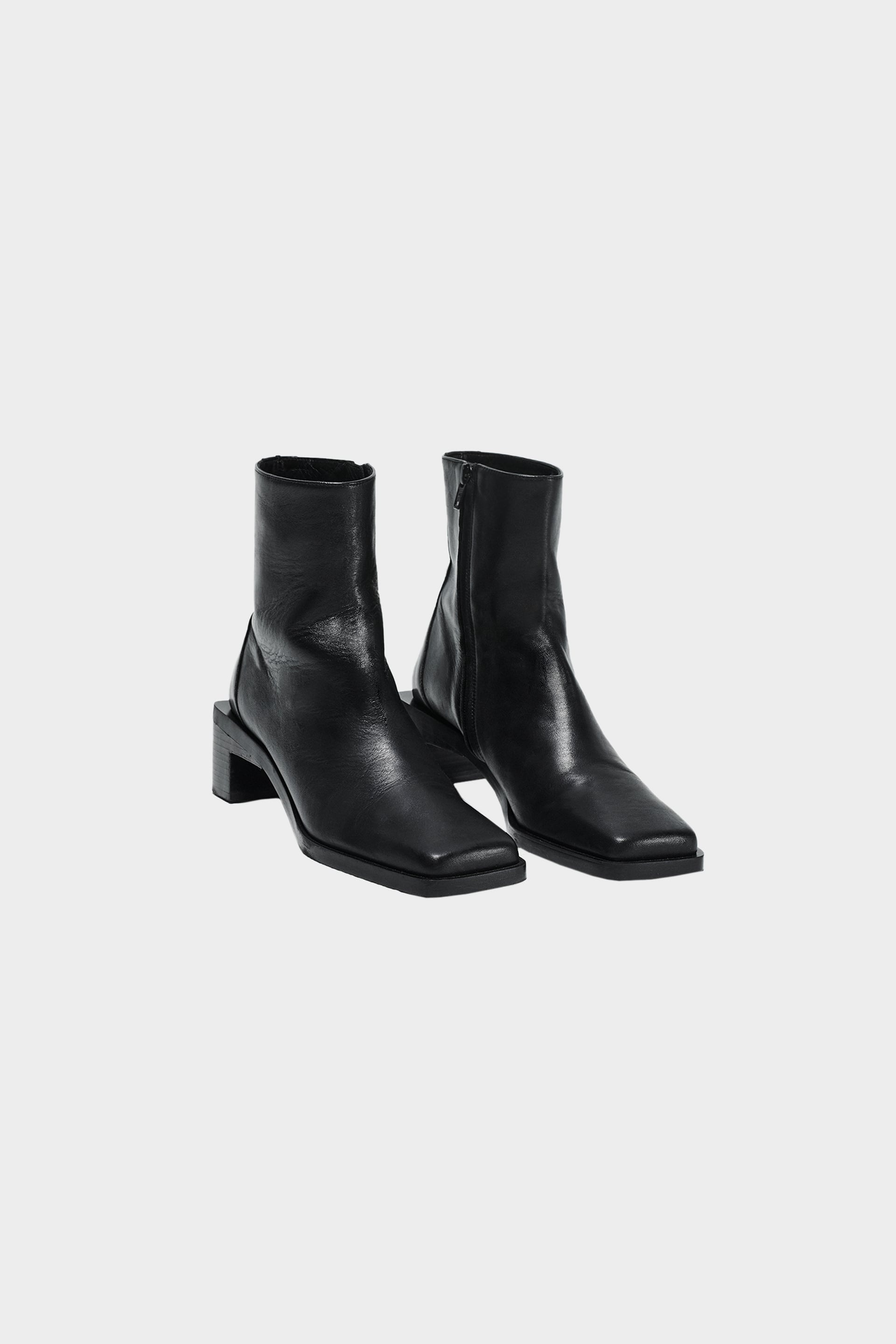 Zara Heeled Leather Square-Toe Ankle 