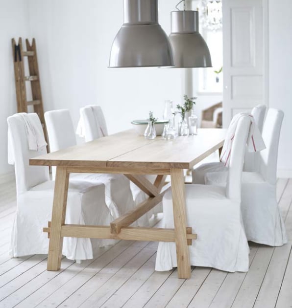 The Möckelby dining tables ($399-$699) can seat 6 to 8 people and feature drop leafs so you can maximize or minimize surface area.