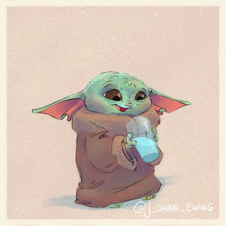 Baby Yoda Drinking Blue Milk