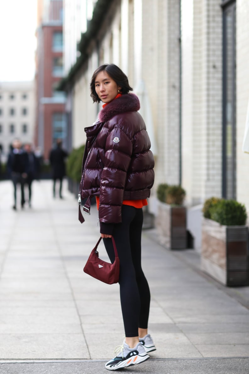 Wear a Statement-Making Puffer With Colorful Sneakers