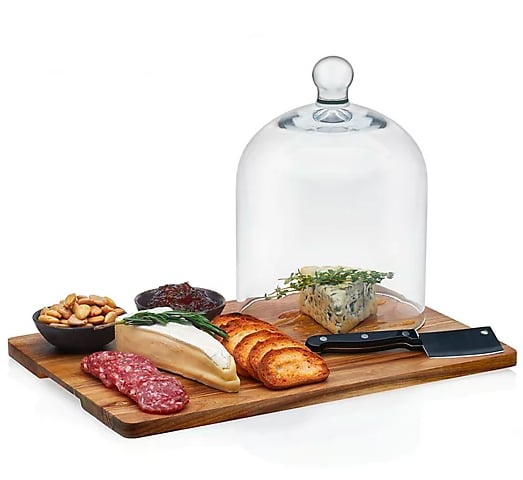 Libbey 4-Piece Glass Acacia Wood Cheese Set