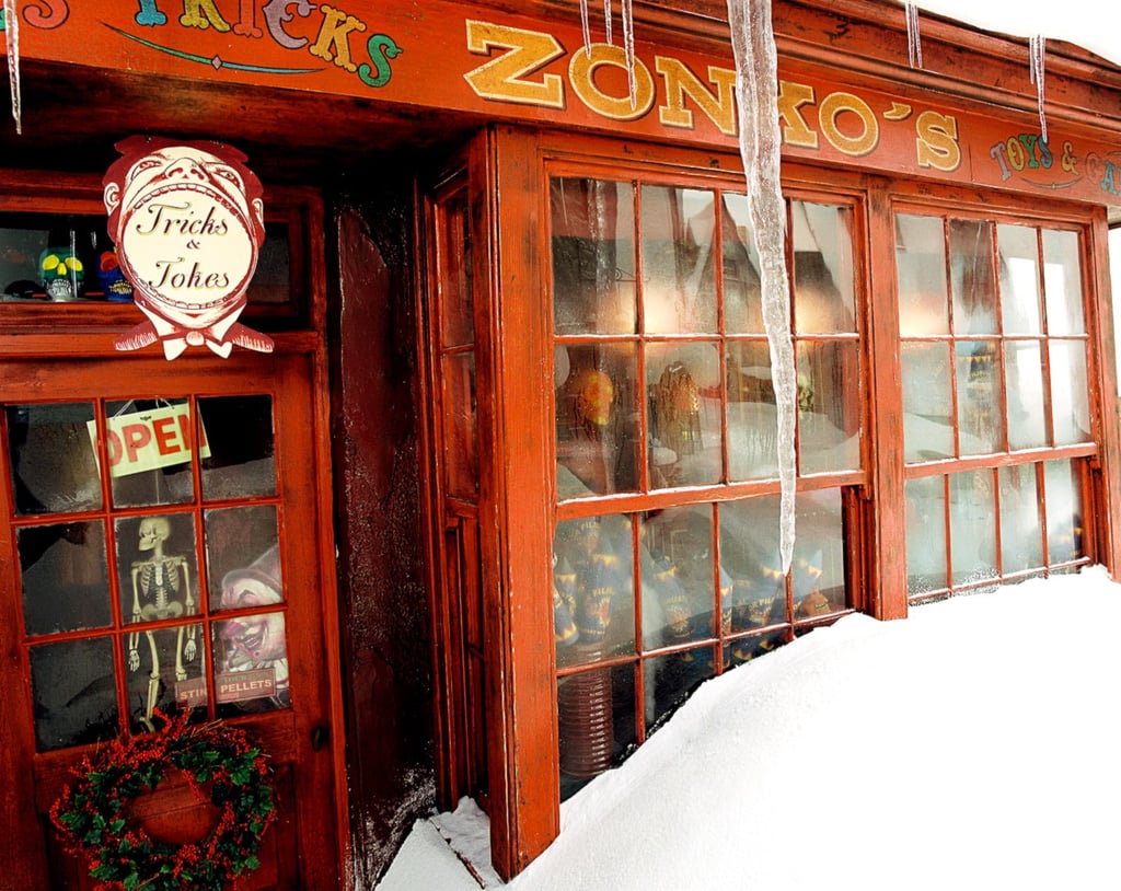 Here's Zonko's joke shop in Harry Potter and the Prisoner of Azkaban.