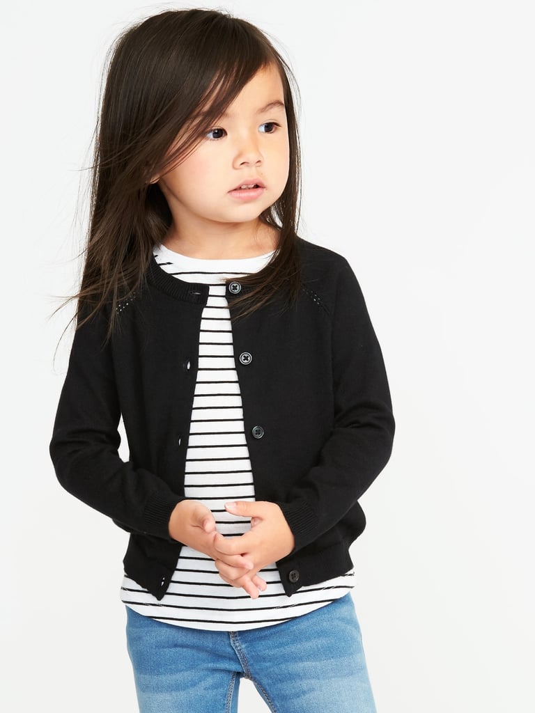 Button-Front Crew-Neck Cardi
