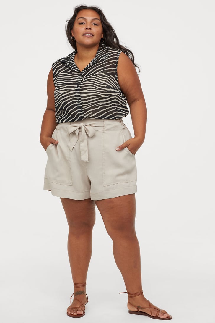 H&M PaperBag Shorts Plus Size Travel Clothes for Women POPSUGAR
