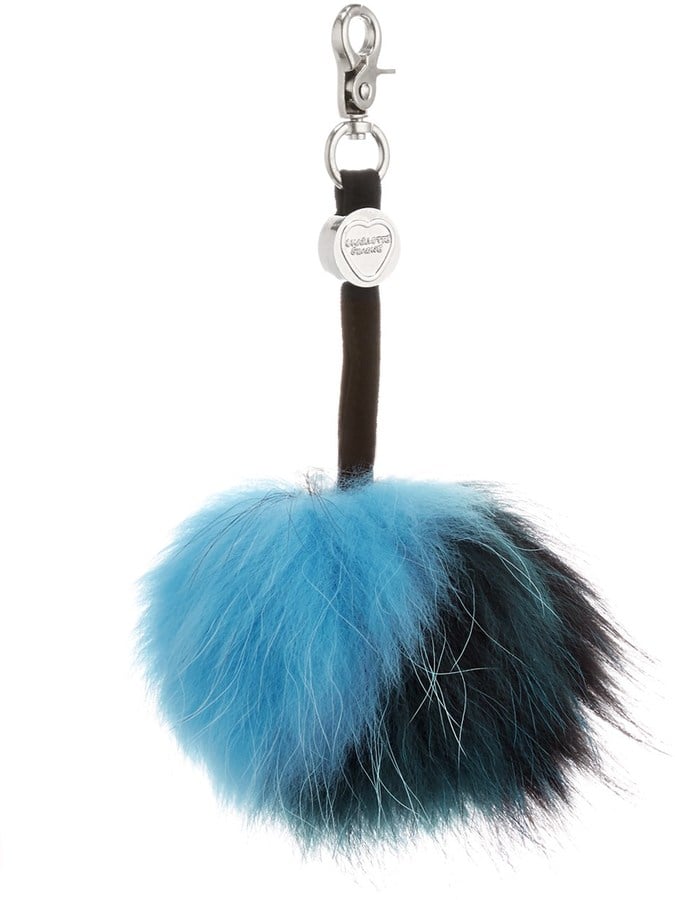 Charlotte Simone Black Real Fur Gobstopper Key Ring ($75)