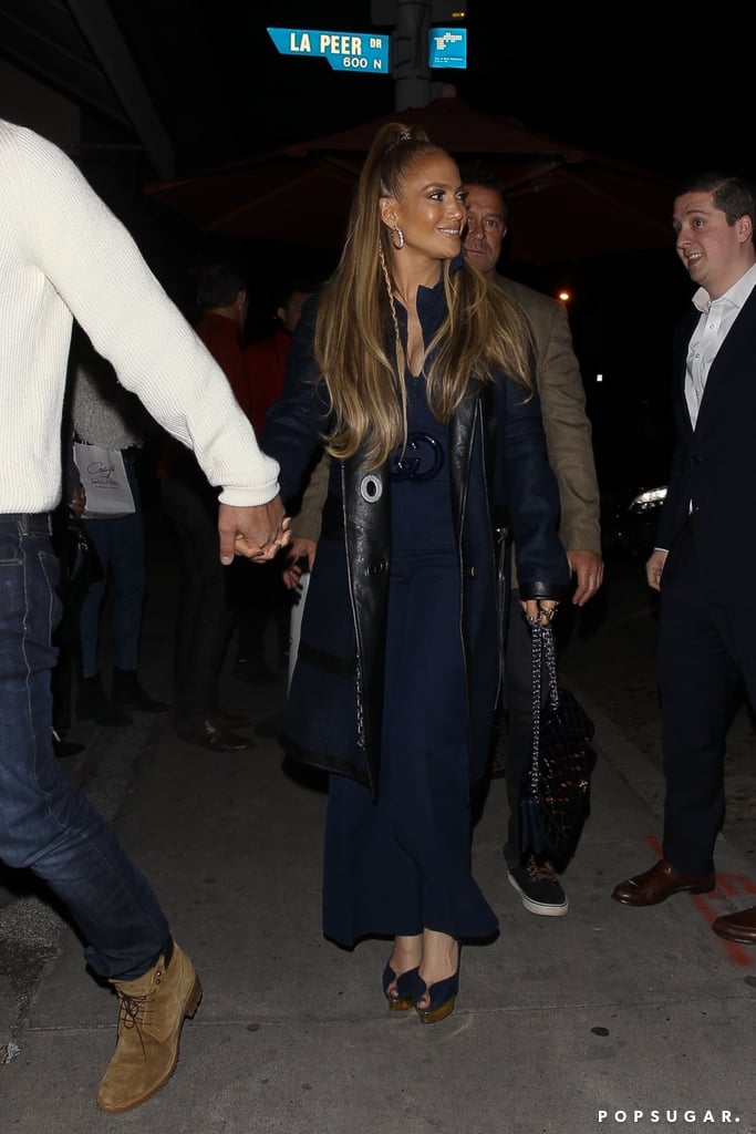 Jennifer Lopez's Blue Belted Gucci Jumpsuit