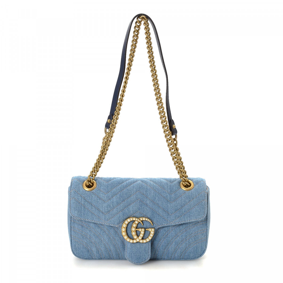 Gucci Medium Blue Denim Pearls Marmont Chain Bag – Boutique LUC.S