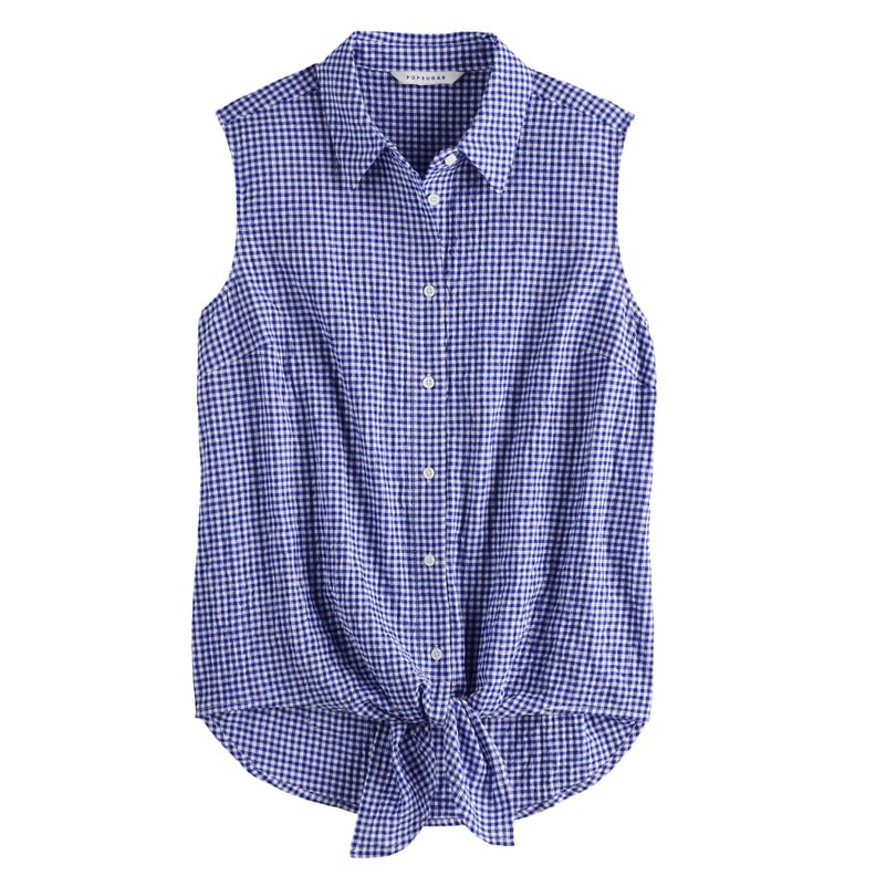 POPSUGAR Tie-Front Button-Up Tank Top