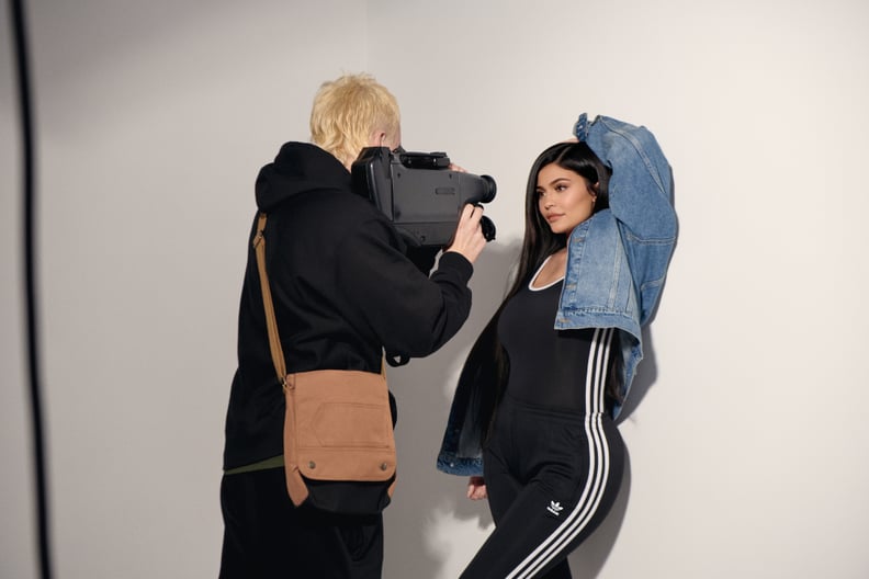 Kylie Jenner Wears Red Bodysuit, Adidas Falcon Sneakers in Los