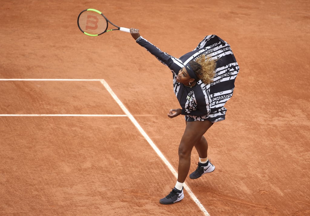 Serena Williams Off White Outfit With Text 2019 French Open