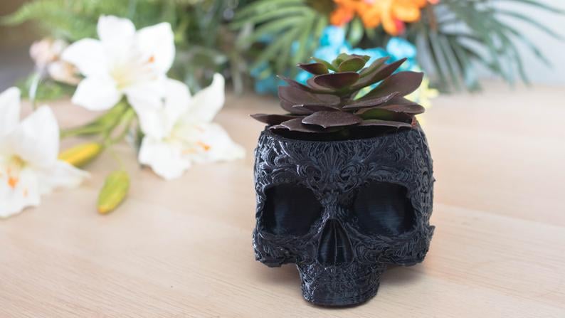 Decorative Human Skull Planter