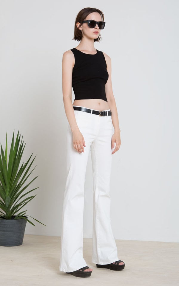 3x1 W2 Bell Bottom in White Sateen ($195)