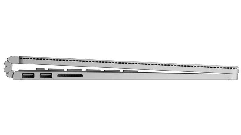 The "dynamic fulcrum hinge" that lets the Surface Book be more flexible.