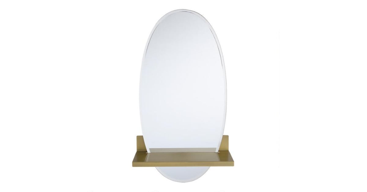 Oval Floating Mirror With Brass Shelf Best Apartment Furniture From