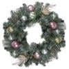 Unlit Pre-Decorated Pink and Gold Ornaments Frosted Artificial Christmas Wreath