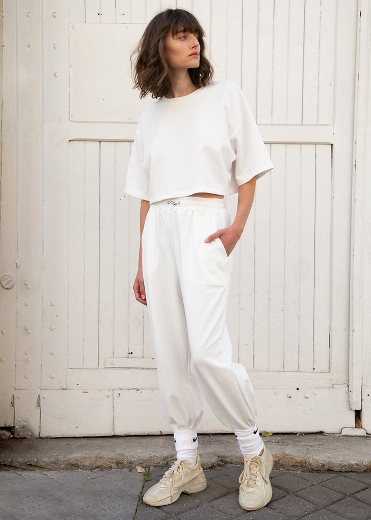 Frankie Shop White Cropped Top and Jogger Set