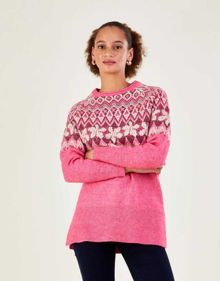 Classy Christmas Jumpers: Monsoon Fairisle Longline Jumper with Recycled Polyester