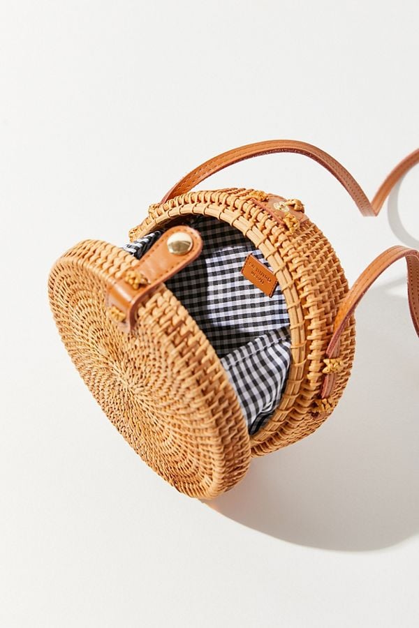 wicker circle purse