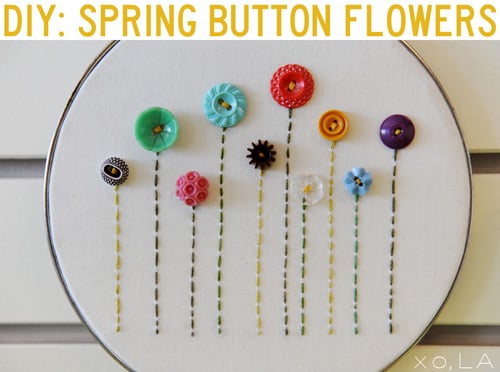 Button Embroidery Hoop Art