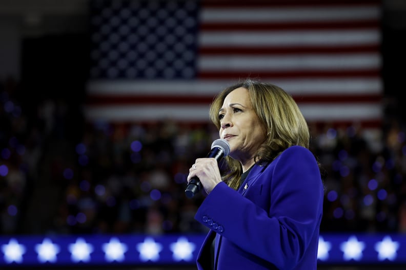 MILWAUKEE, WISCONSIN - AUGUST 20: Democratic presidential candidate, U.S. Vice President Kamala Harris speaks at a campaign rally at the Fiserv Forum on August 20, 2024 in Milwaukee, Wisconsin. Later this week Harris will accept her party's presidential n