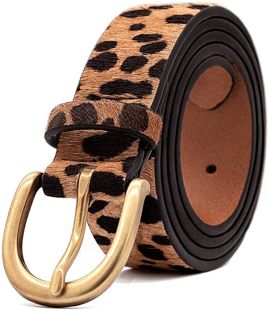 Leopard Print Leather Belt