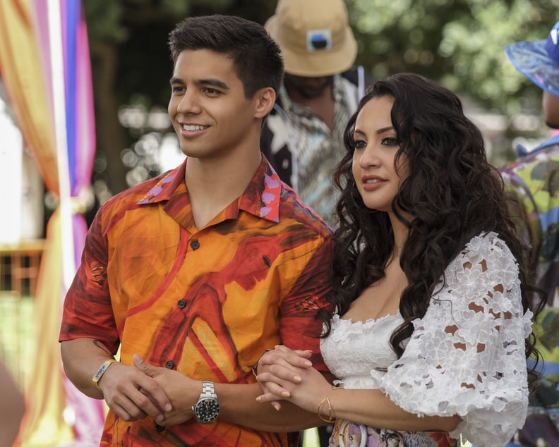 GROWN-ISH, from left: Jordan Buhat , Francia Raisa, 'It's A Vibe', (Season 5, ep. 509, aired Sept. 14, 2022). photo: Mike Taing / Freeform / Courtesy: Everett Collection
